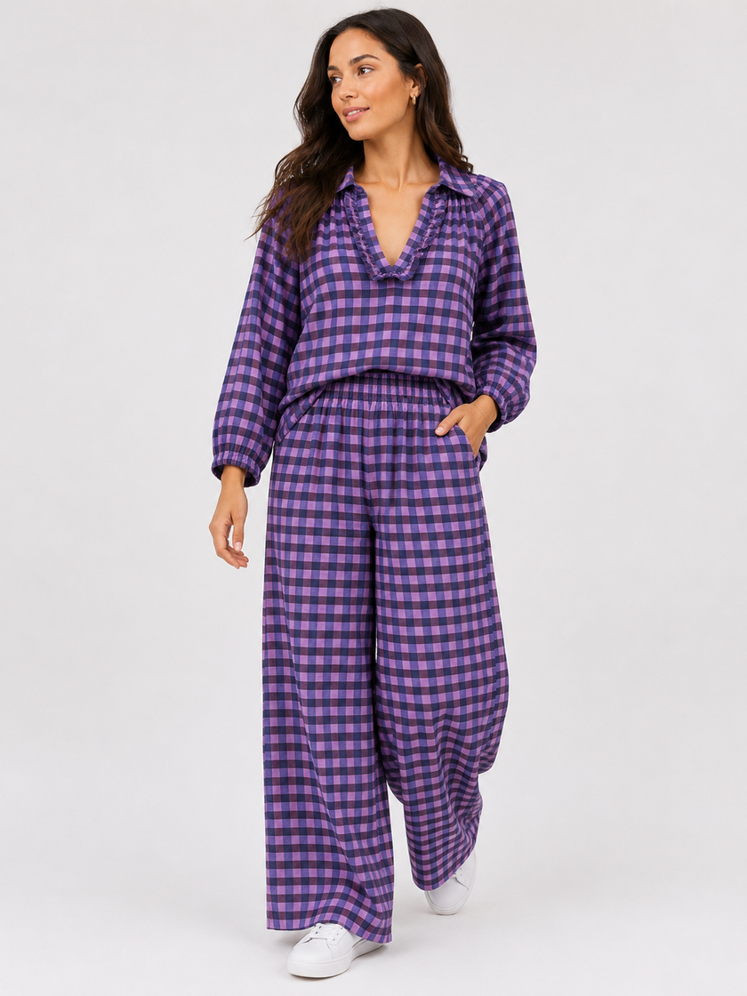 Made in Italy Check wide Leg Trouser /Palazzo