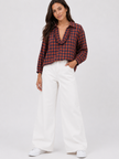 Made in Italy Check Frill neck Top