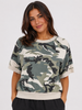 Camouflage Print Short Sleeve Sweatshirt Top
