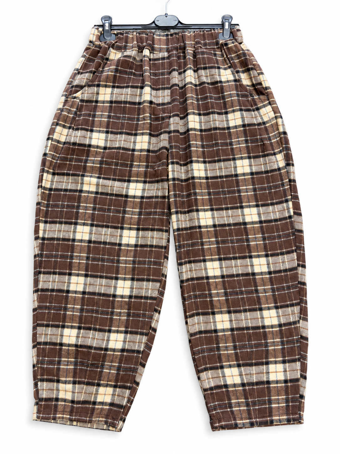 Made in Italy Plaid Check Tapered Leg Trouser