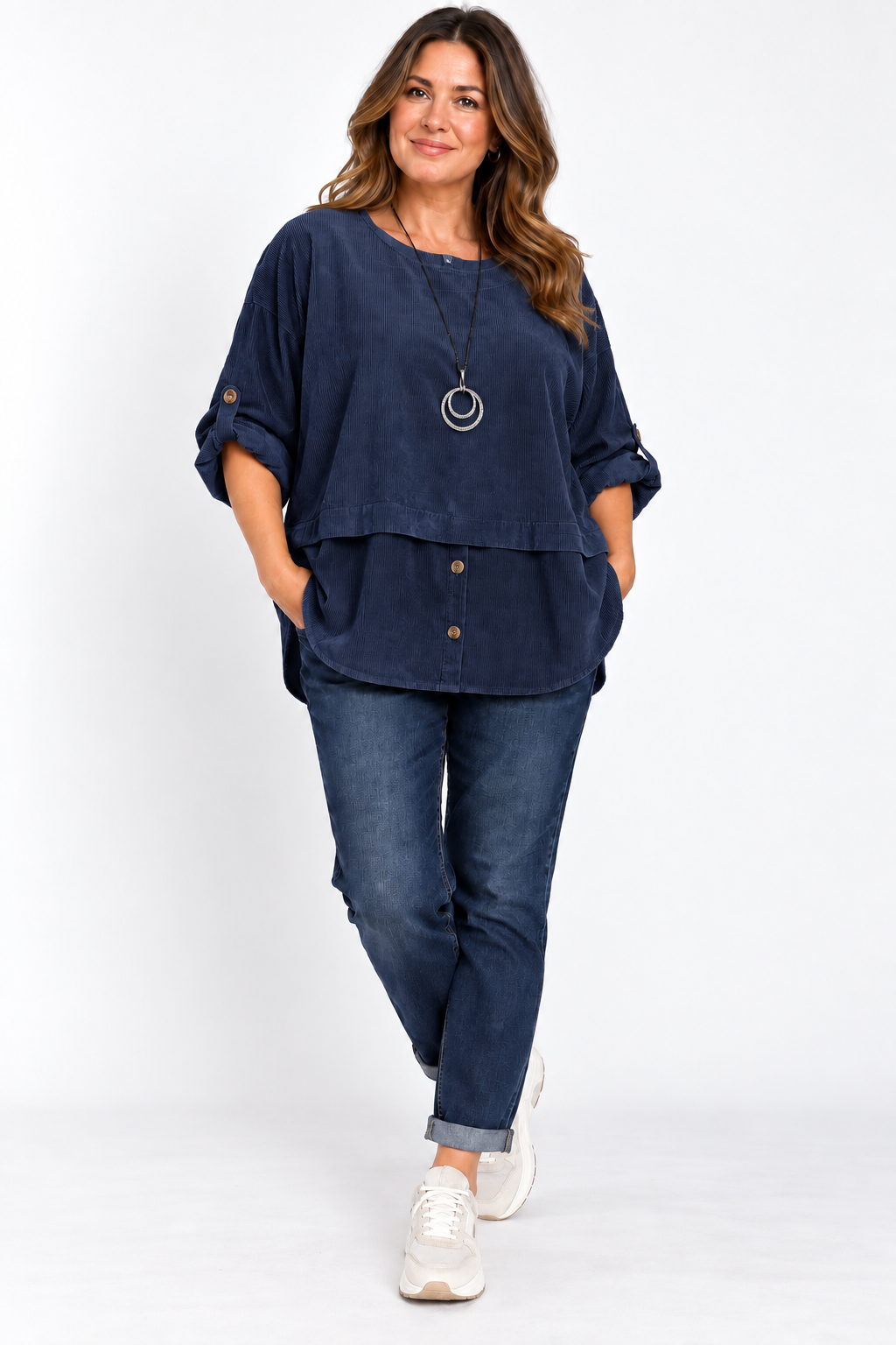 Made in Italy Corduroy Button Front Top