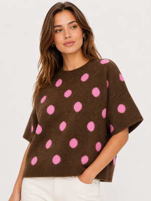 Polka Dot Short Sleeve Soft Knit Jumper