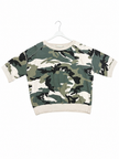 Camouflage Print Short Sleeve Sweatshirt Top