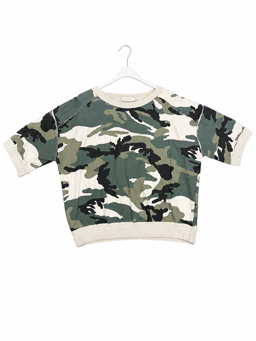 Camouflage Print Short Sleeve Sweatshirt Top