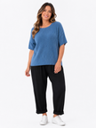 Made in Italy Ribbed Knit Short Sleeve Jumper