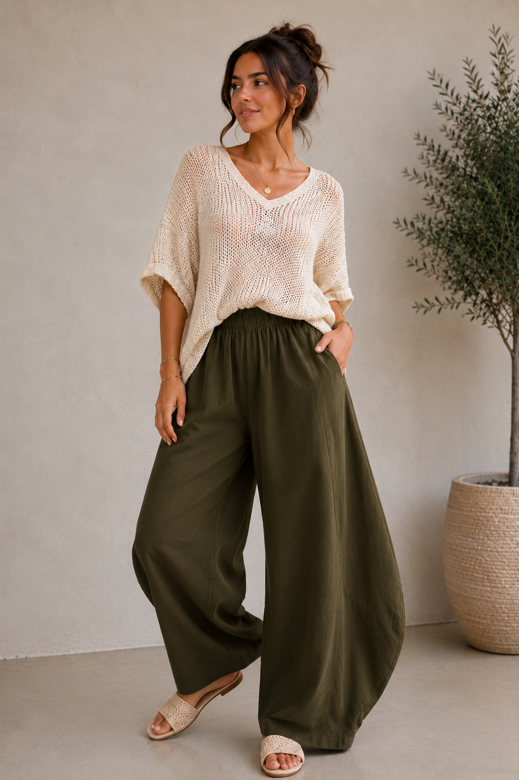 Made in Italy Sweatshirt Barrel Leg Trouser
