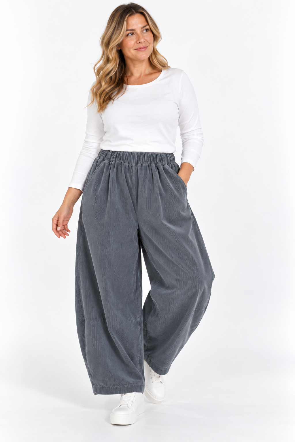 Made in Italy Corduroy Balloon Leg Trousers