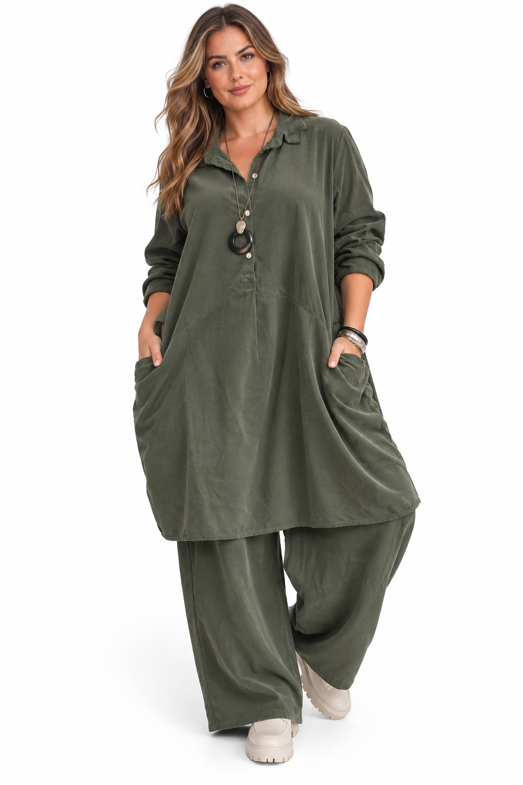 Made in Italy Needlecord Shirt Dress