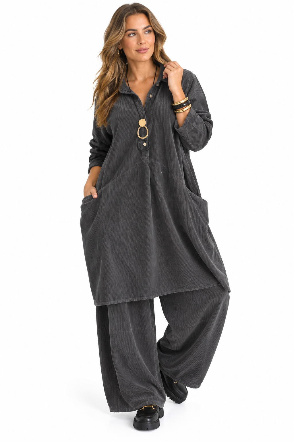 Made in Italy Needlecord Shirt Dress