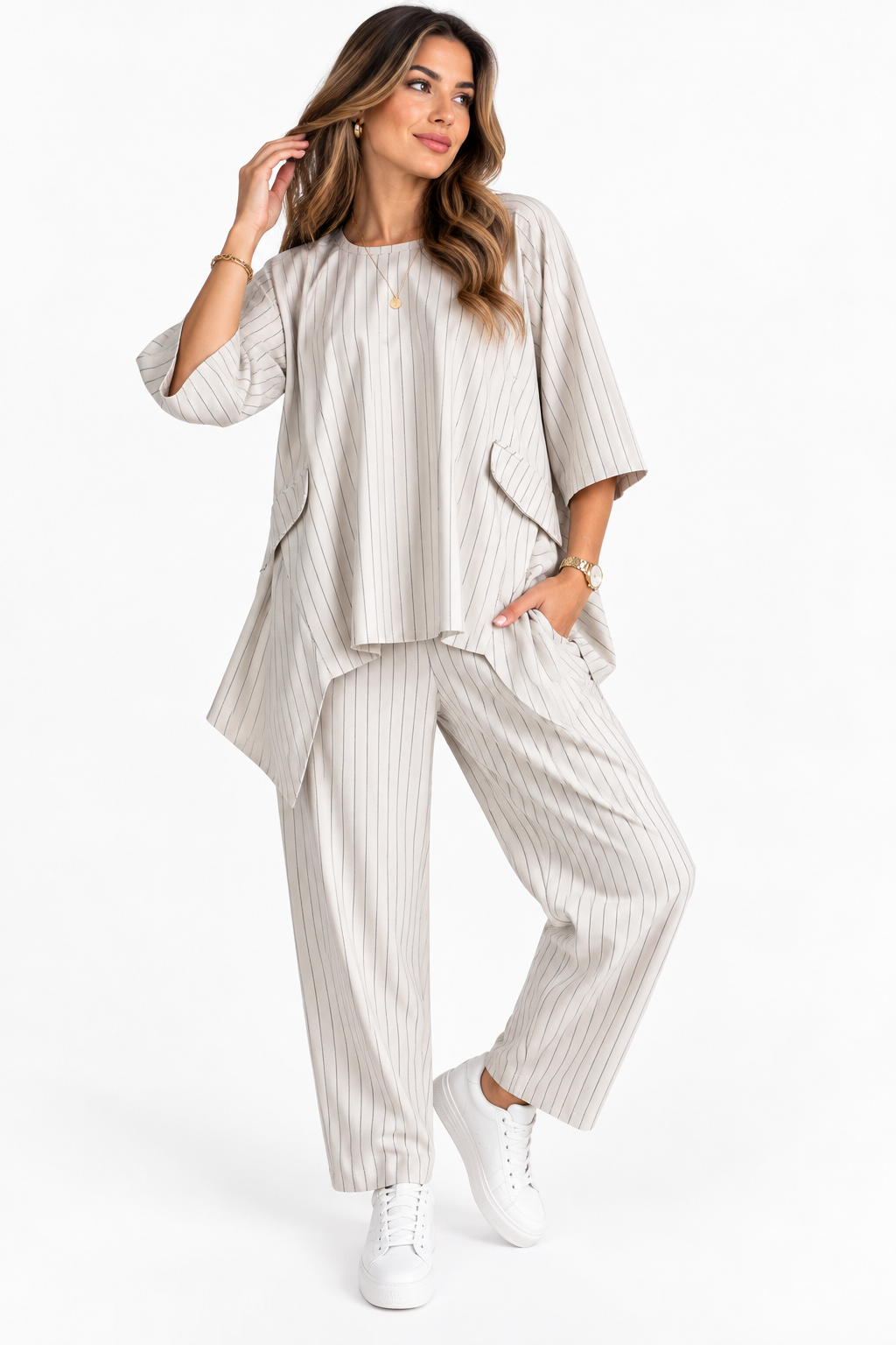 Made in Pinstripe Scuba Top