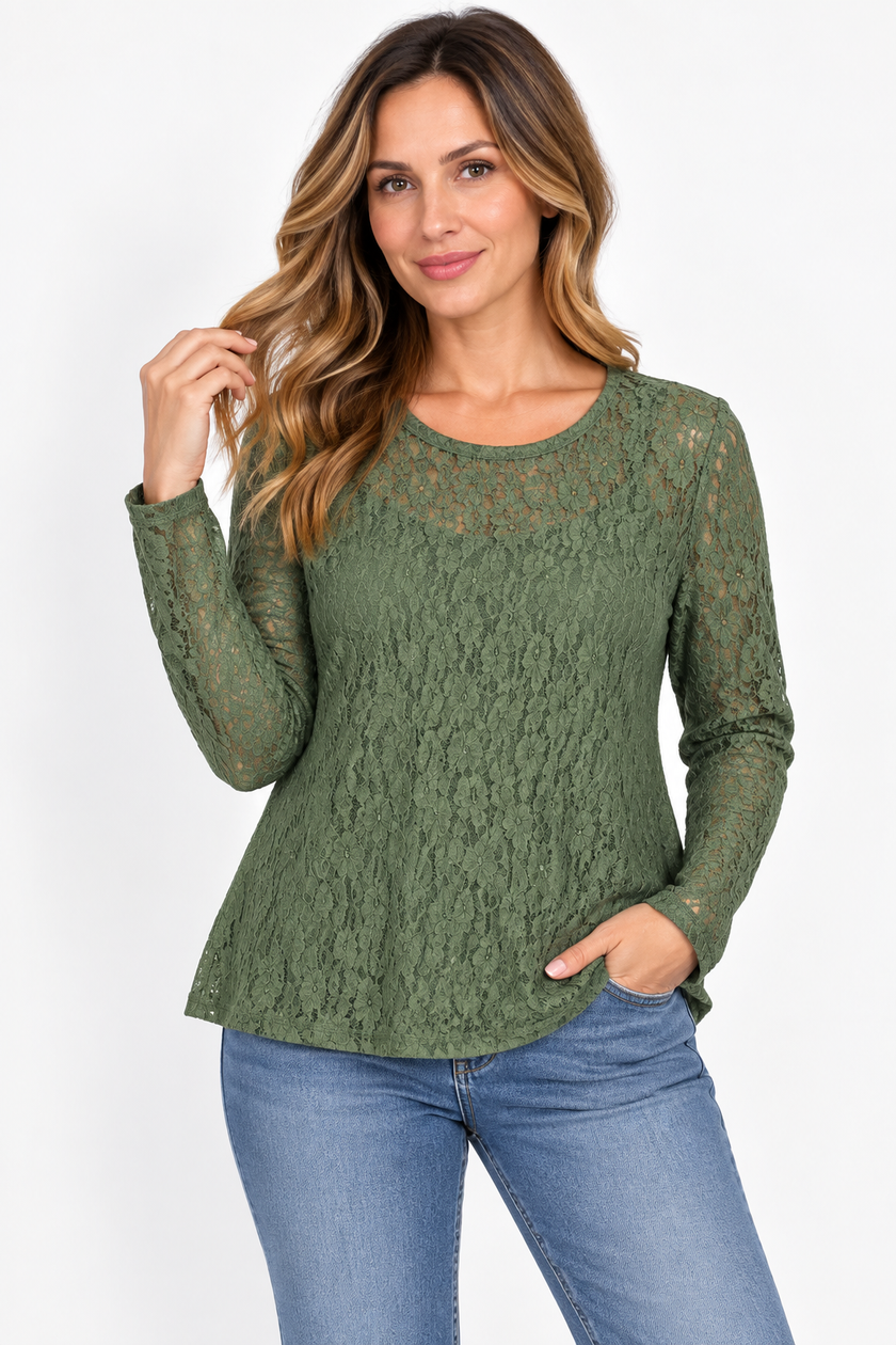 Made in Italy Textured Lace Layering Top