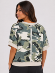 Camouflage Print Short Sleeve Sweatshirt Top