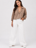 Made in Italy Check Frill neck Top