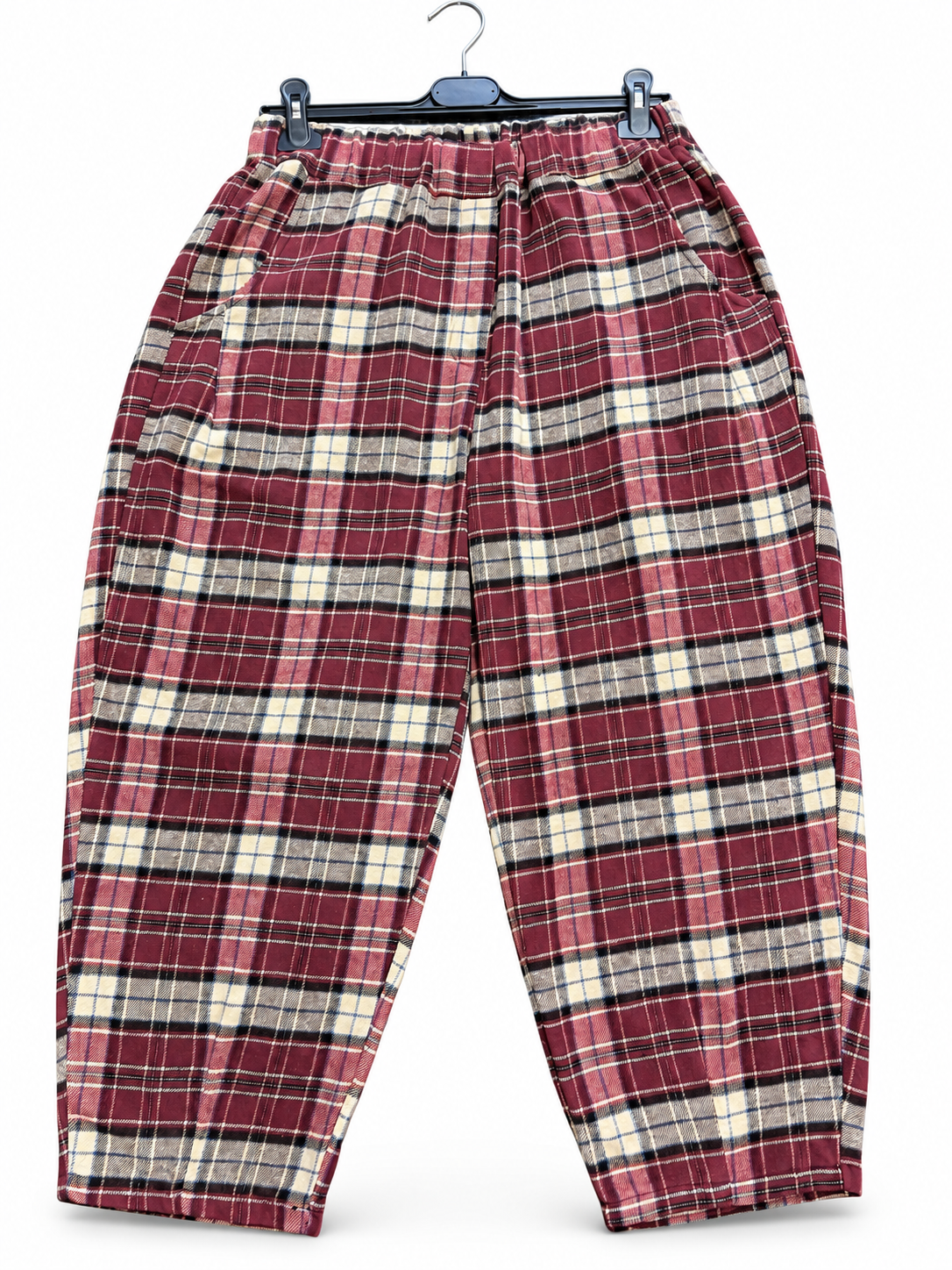 Made in Italy Plaid Check Tapered Leg Trouser