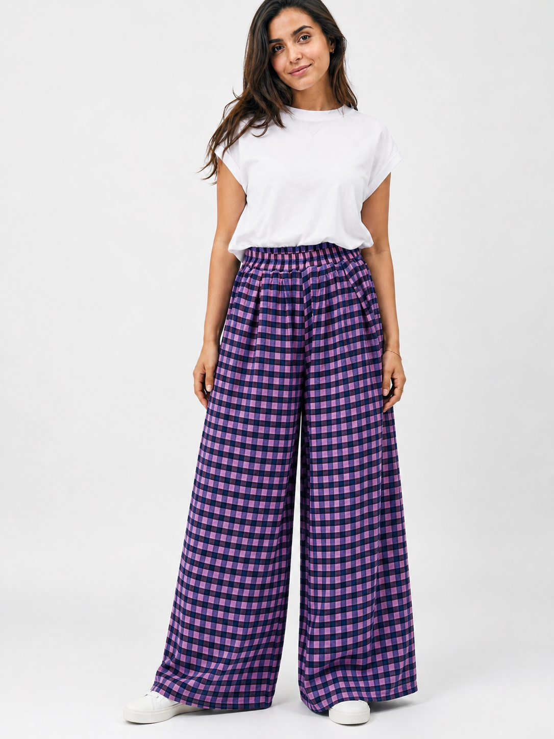 Made in Italy Check wide Leg Trouser /Palazzo