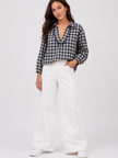 Made in Italy Check Frill neck Top