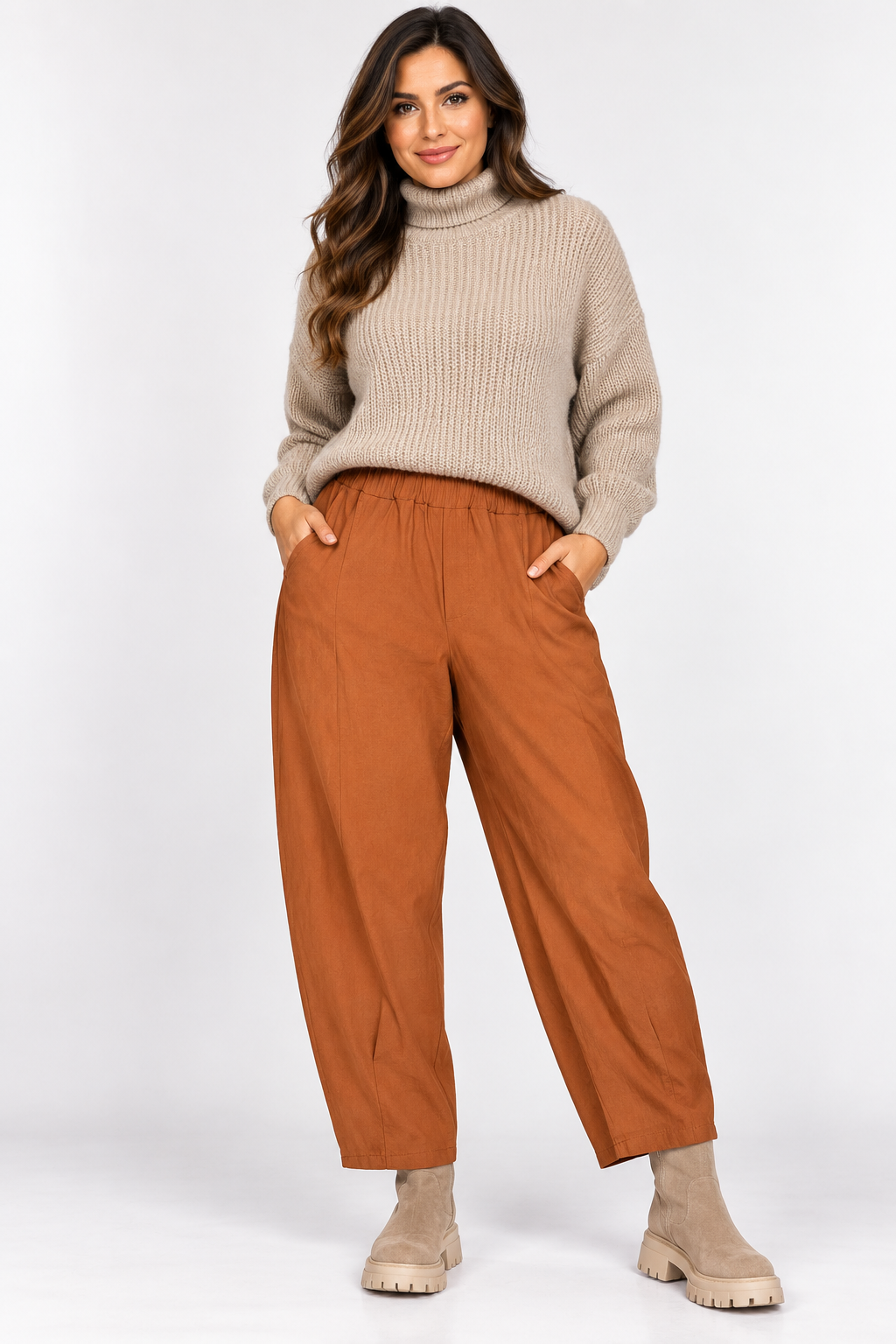 Made in Italy Relaxed Fit Stretchy Tapered Leg Trouser