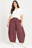 Made in Italy Gingham/Check Barrel Leg Trouser