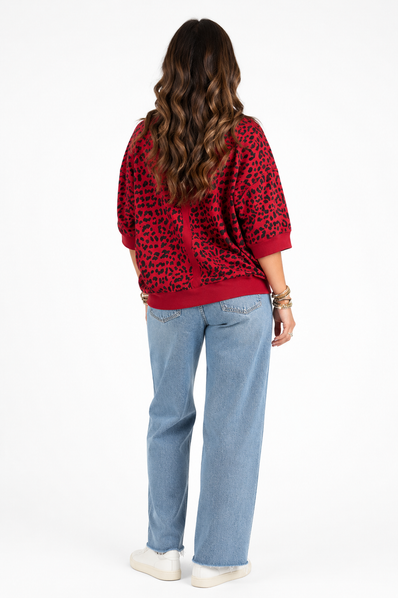 Made in Italy Short Sleeve leopard print sweatshirt Top