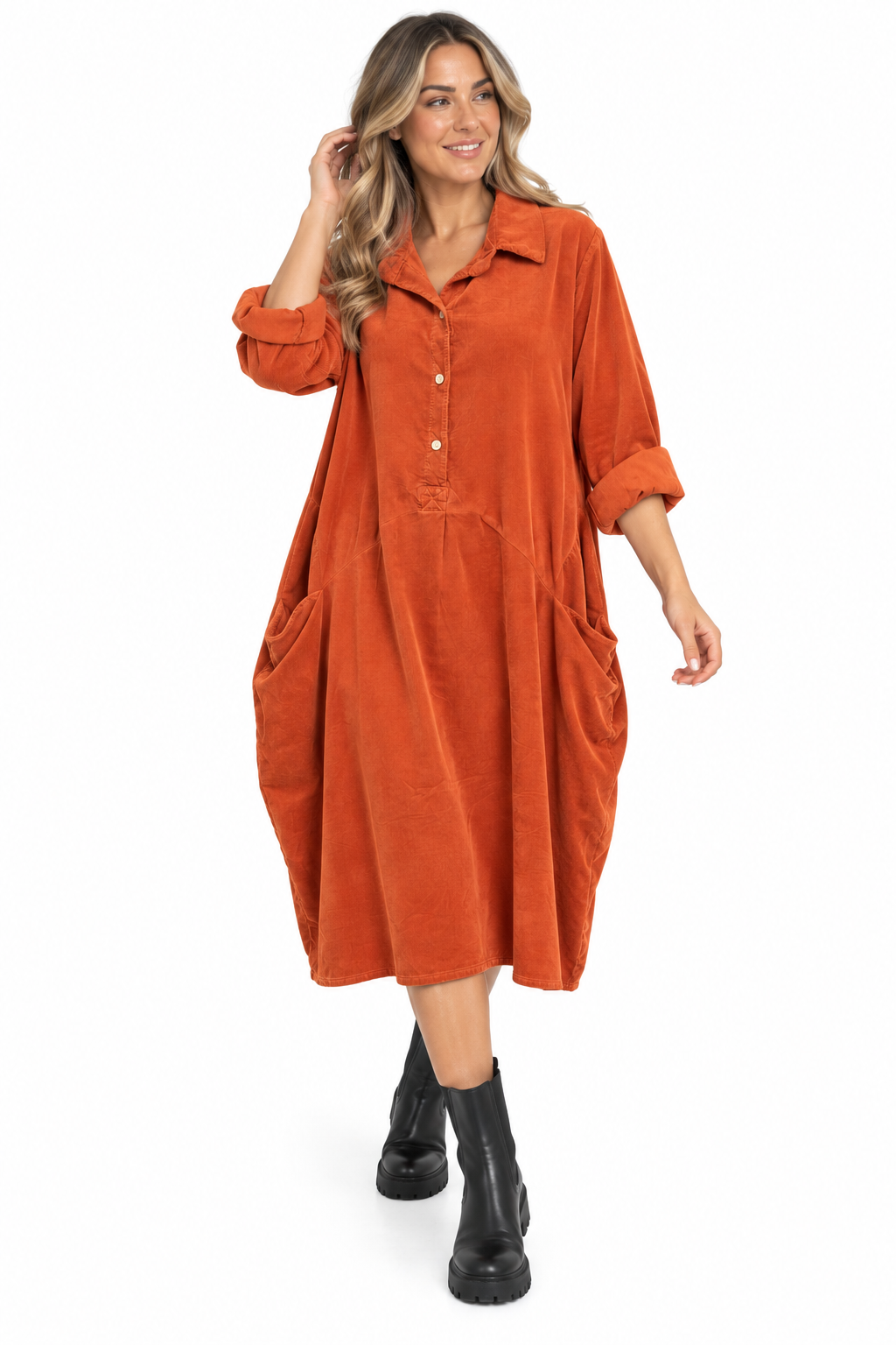 Made in Italy Needlecord Shirt Dress