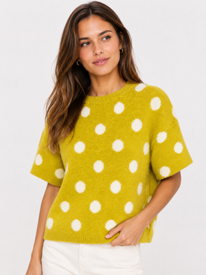 Polka Dot Short Sleeve Soft Knit Jumper