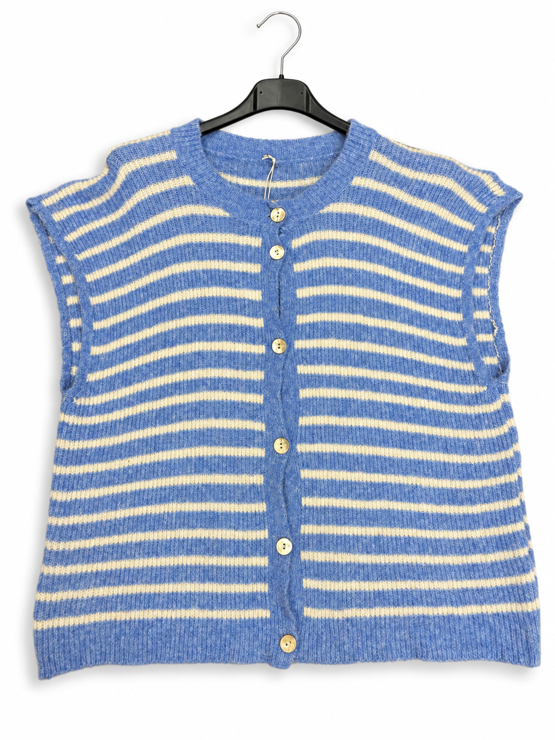 Made in Italy Button-Through Sleeveless knitted Cardigan