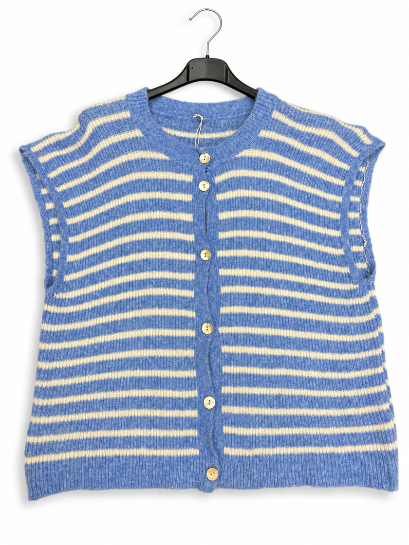 Made in Italy Button-Through Sleeveless knitted Cardigan