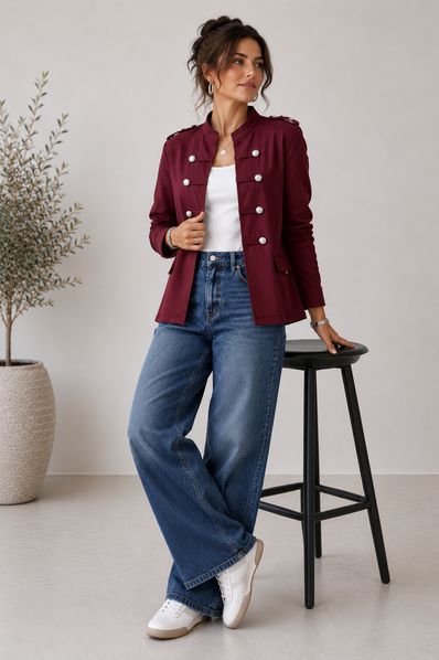 Military Button Jacket -Made in Italy