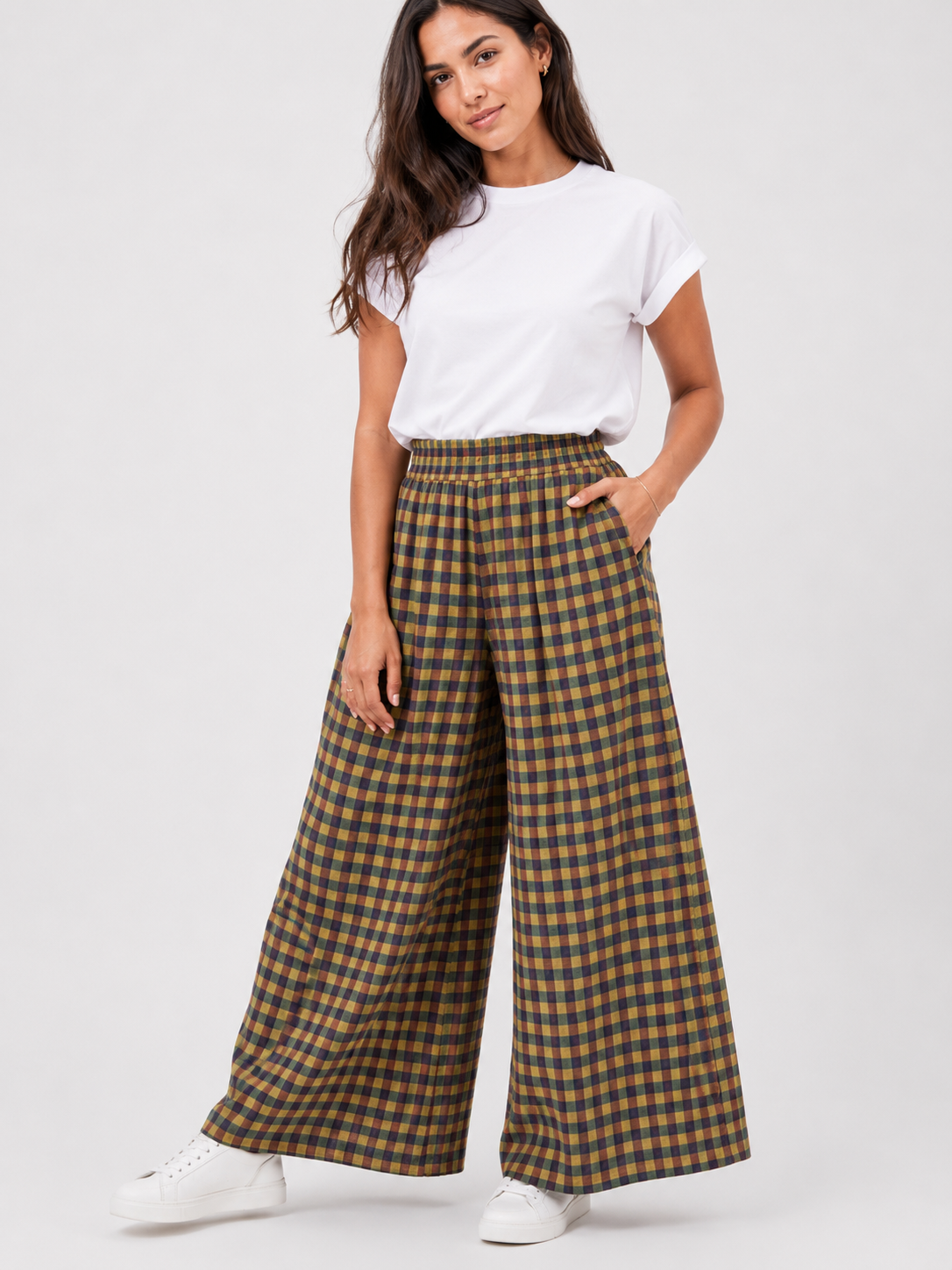 Made in Italy Check wide Leg Trouser /Palazzo