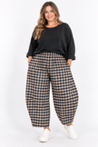 Made in Italy Gingham/Check Barrel Leg Trouser