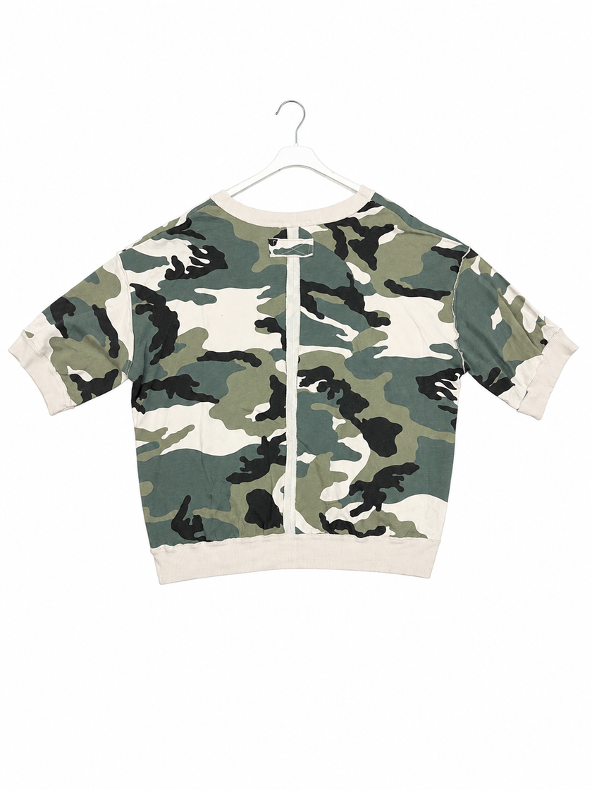 Camouflage Print Short Sleeve Sweatshirt Top