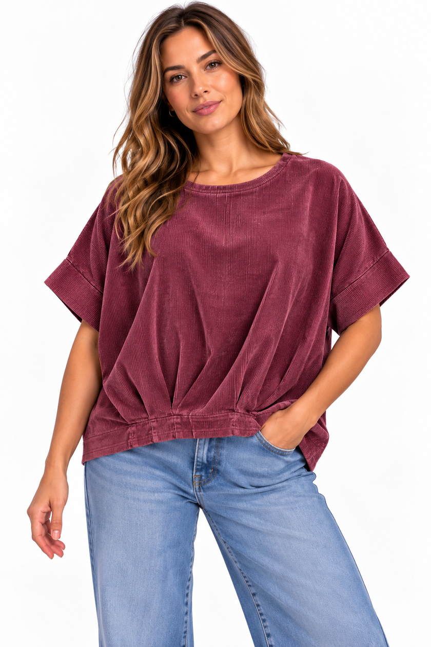 Made in  Italy Corduroy Relaxed Sleeve Top