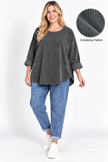 Made in Italy Scoop Hem Corduroy Top