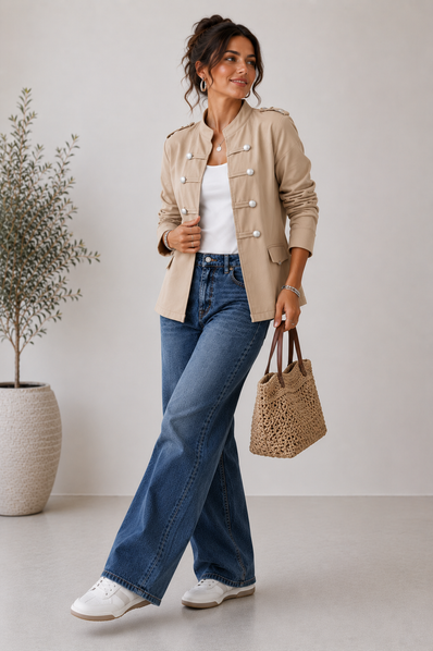 Military Button Jacket -Made in Italy