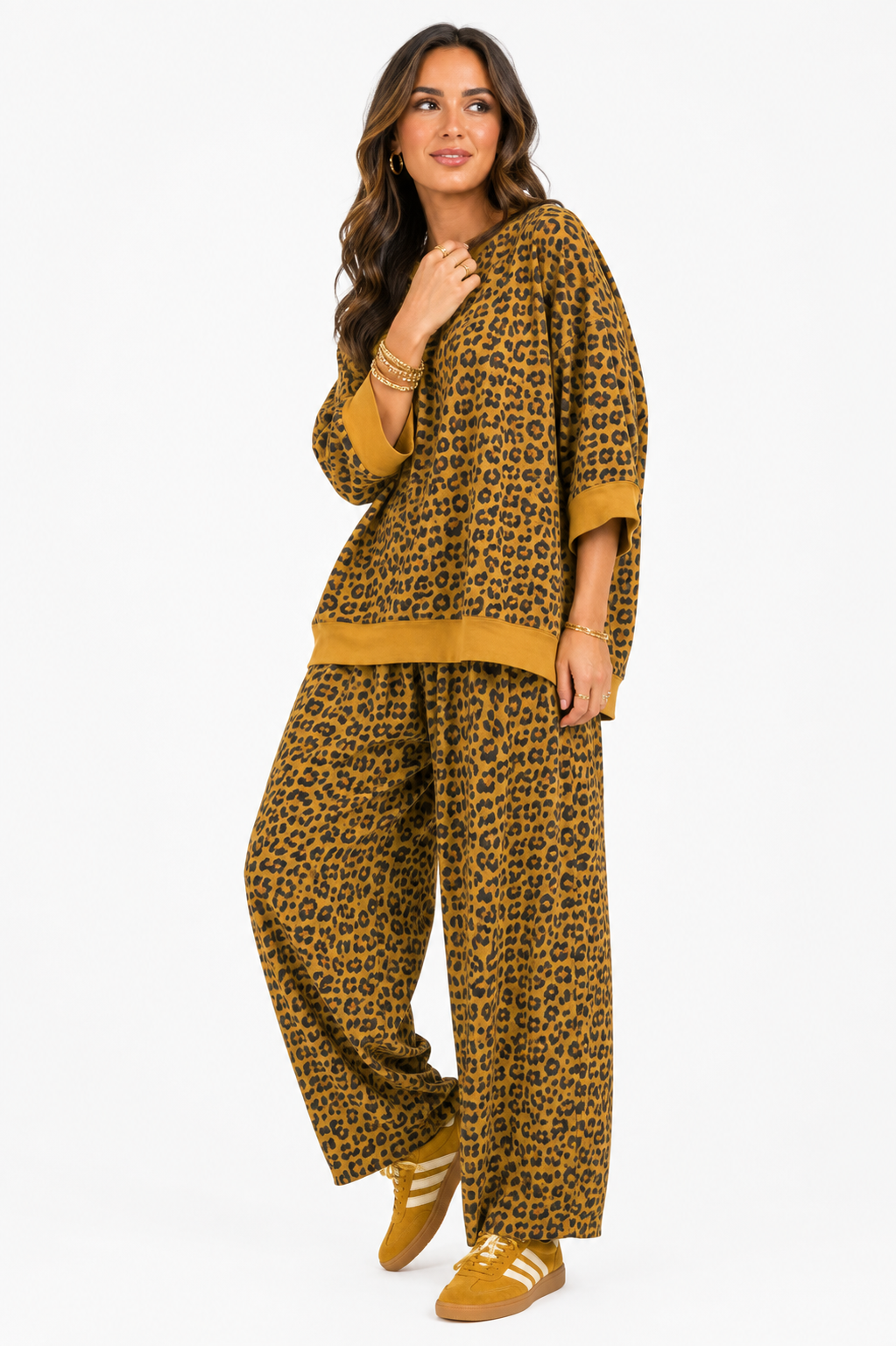 Made in Italy Short Sleeve leopard print sweatshirt Top