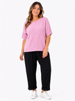 Made in Italy Ribbed Knit Short Sleeve Jumper