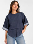 Made in Italy Pinstripe Button Front Top