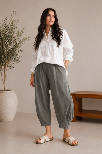 Classic Barrel Leg Trouser, Made in Italy