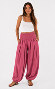 Made in shirred waist harem trouser