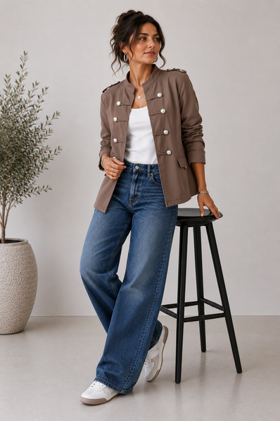 Military Button Jacket -Made in Italy