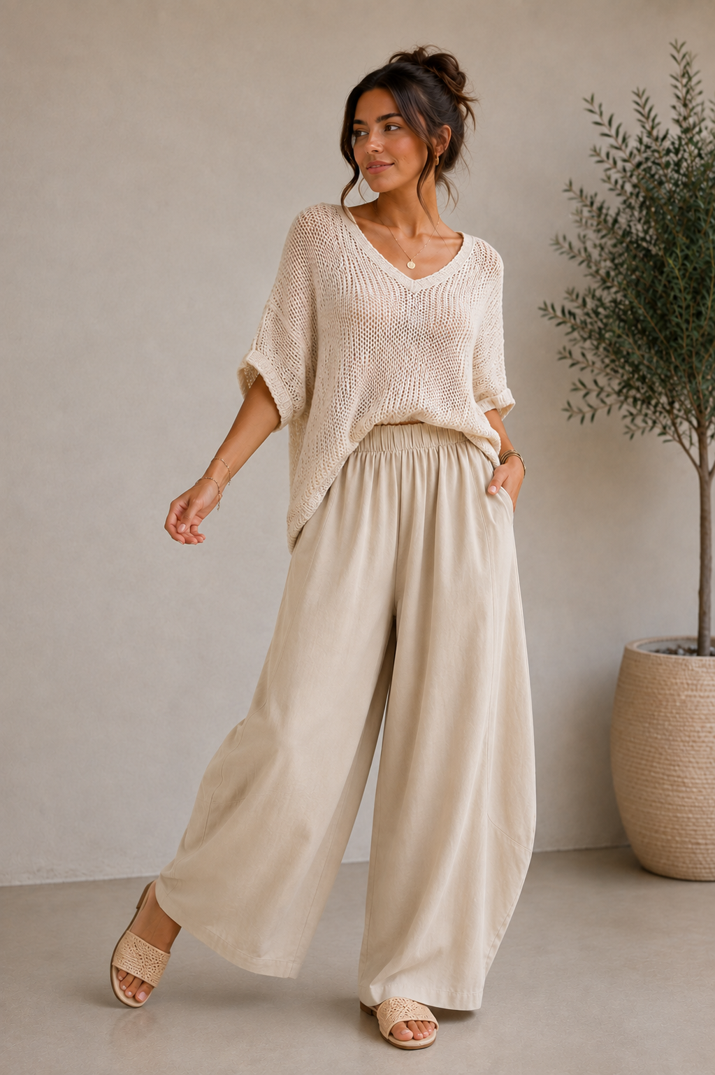 Made in Italy Sweatshirt Barrel Leg Trouser