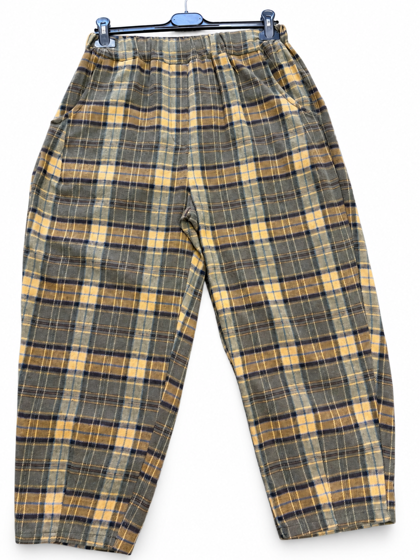 Made in Italy Plaid Check Tapered Leg Trouser