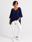Made in Italy Oversized Sweatshirt V -Neck Raw Edge Top