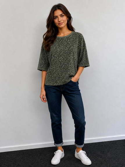 Stone Wash Leopard Print T-Shirt – Made in Italy