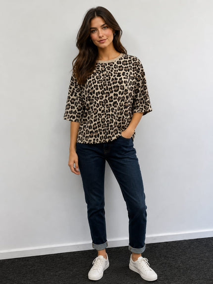 Stone Wash Leopard Print T-Shirt – Made in Italy