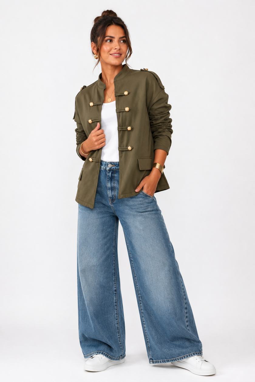 Military Button Jacket -Made in Italy