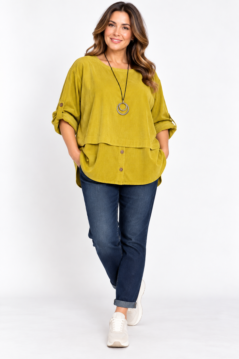 Made in Italy Corduroy Button Front Top