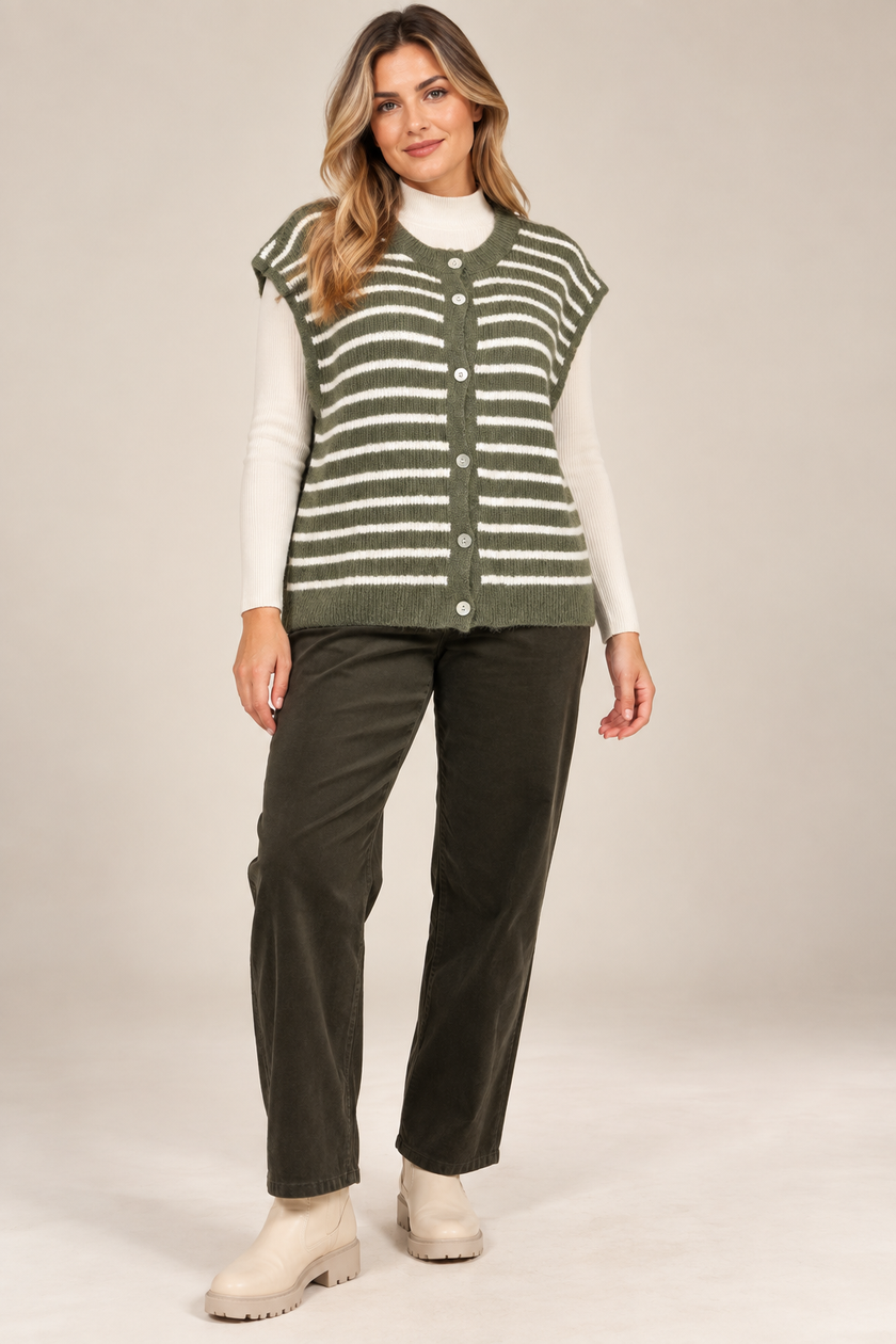 Made in Italy Button-Through Sleeveless knitted Cardigan