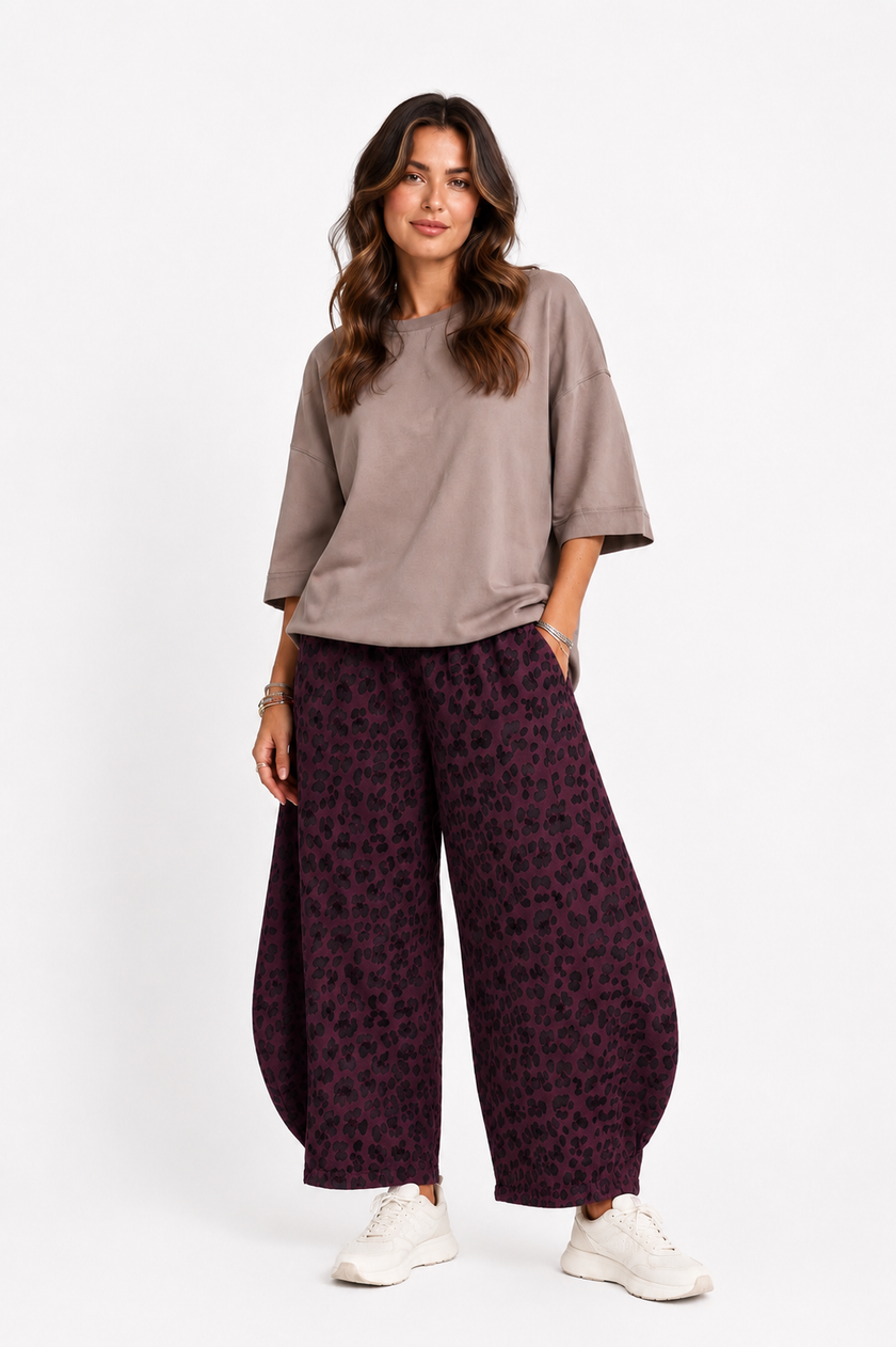 Made in Italy leopard Print Sweatshirt Barrel Leg Trouser