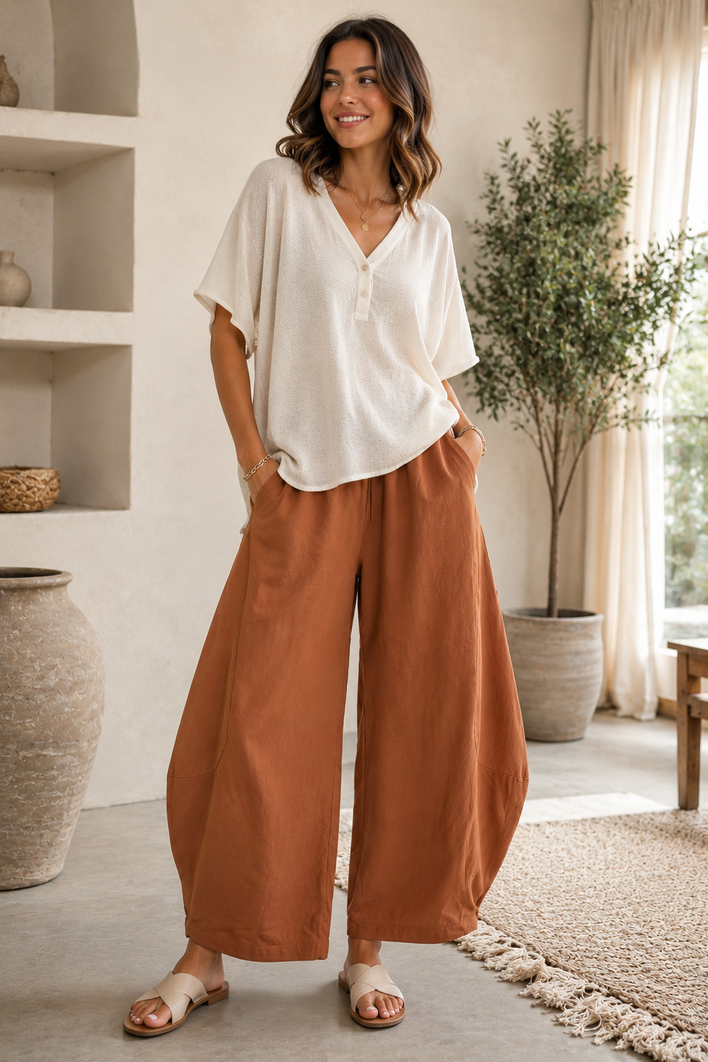 Made in Italy Sweatshirt Barrel Leg Trouser